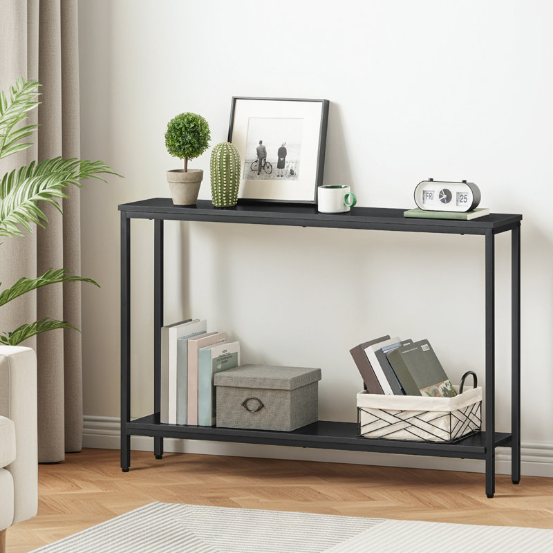 Console avec rangement Kearria, Noir, noir, noir, noir, Brun rustique, H 29,5 po x l 47,2 po x P 7,9 po