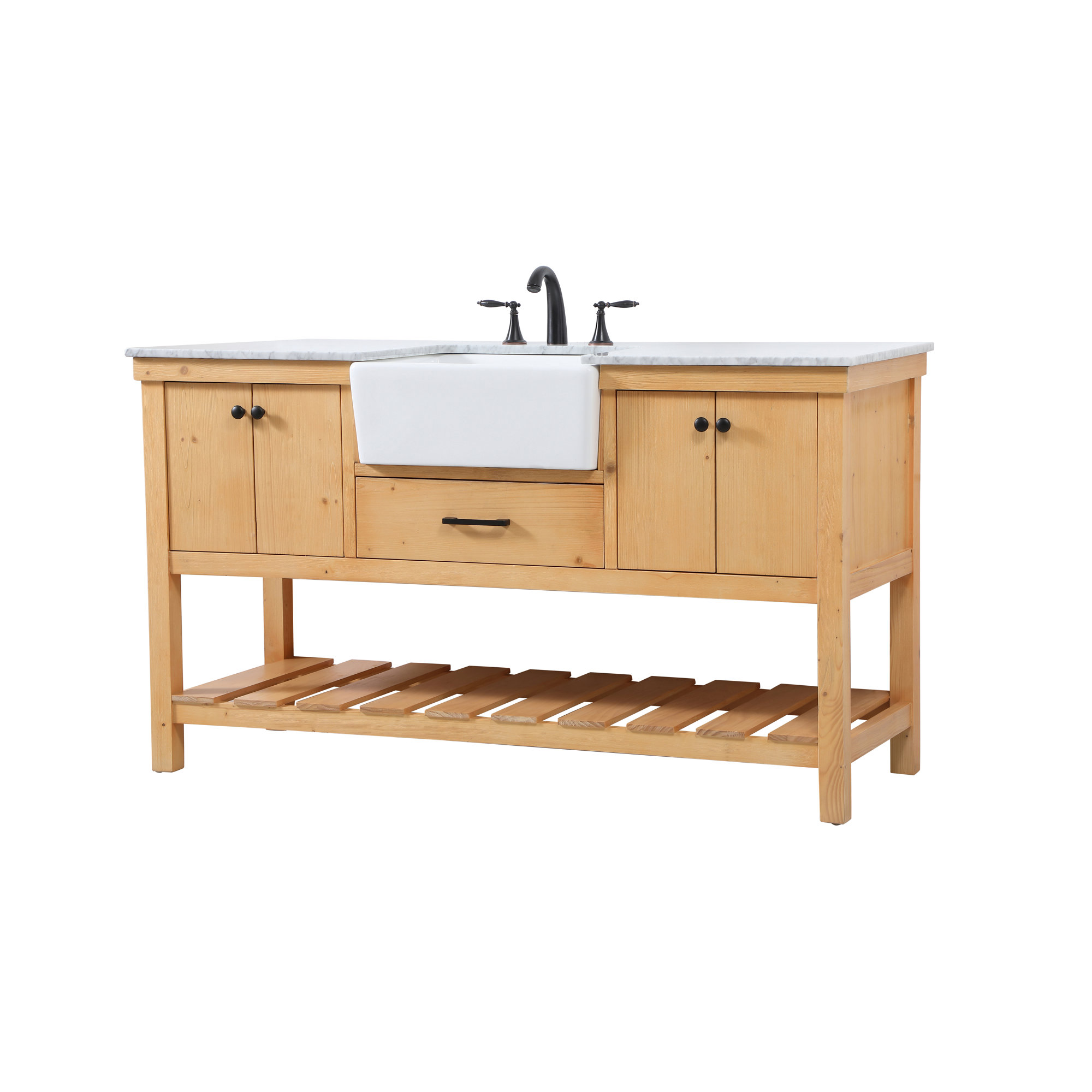 Pelaghia 60'' Single Bathroom Vanity, Natural Wood