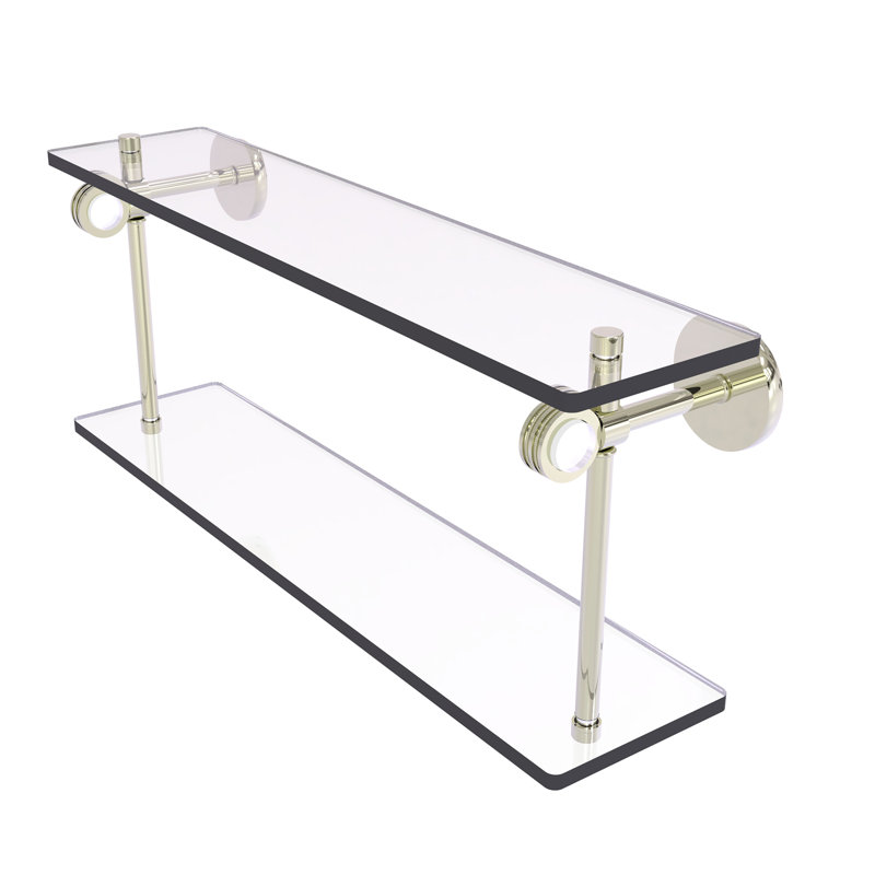 Margolis 2 Piece Glass Tiered Shelf, Polished Nickel