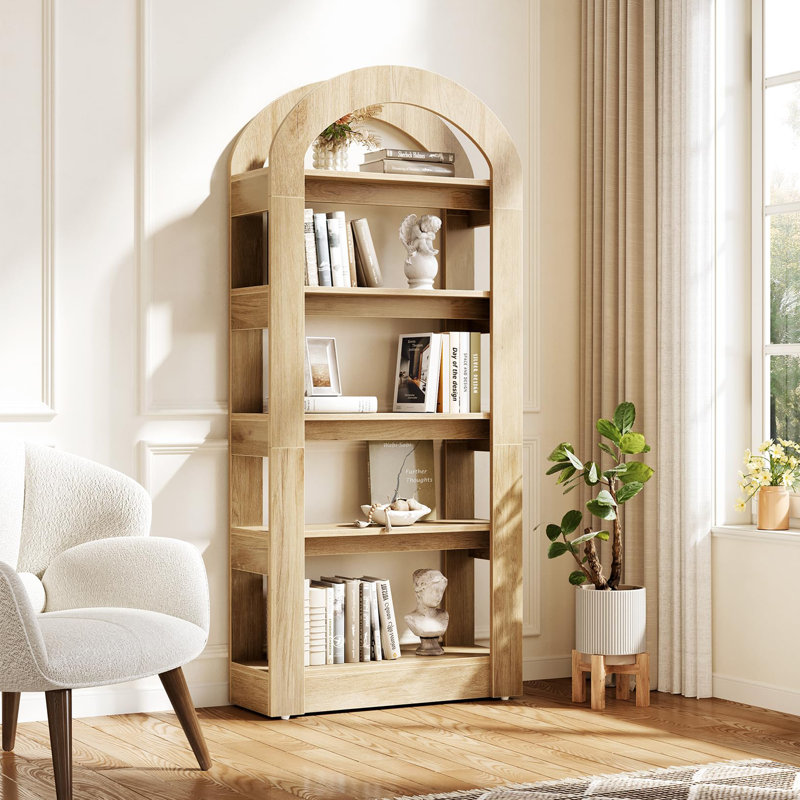 Bibliothèque haute en bois, Teck