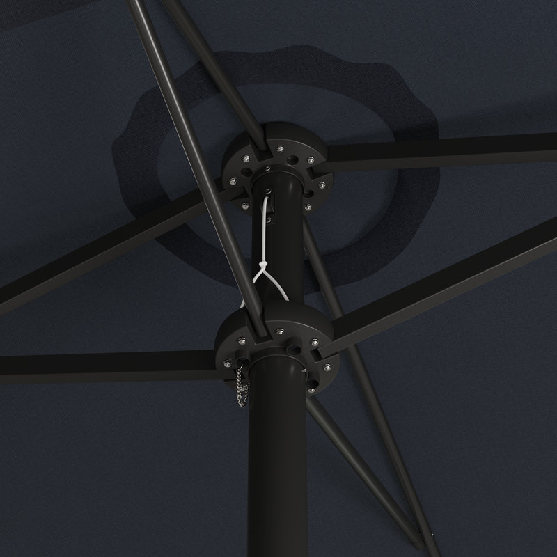 Parasol d'extérieur avec inclinaison réglable et base robuste, Bleu