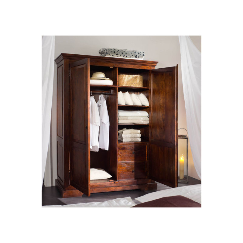 Oxford 2 Door Solid Wood Wardrobe, Nougat