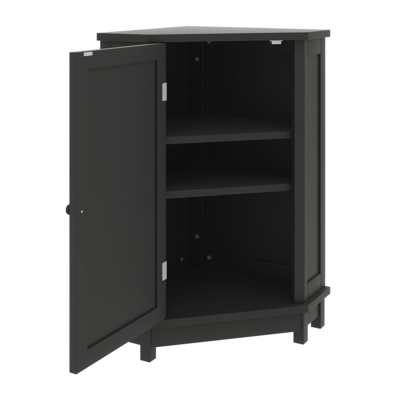 Triangle Corner Bathroom Cabinet Adjustable Shelf, Black