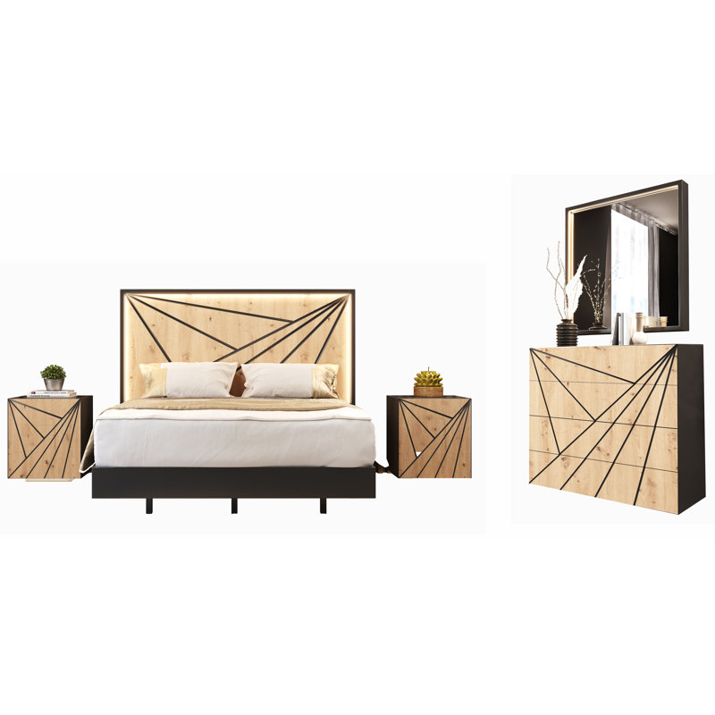 Emilya Piece Bedroom Set, Black, King