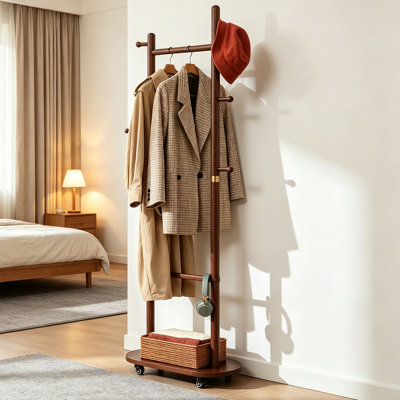 Solid Beech Wood Freestanding Coat Rack