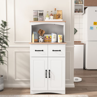 White Pantry Kitchen Cabinet: Storage With Drawer & Quality Wooden Storage: Cabinet Adjustable Shelf Stable Construction