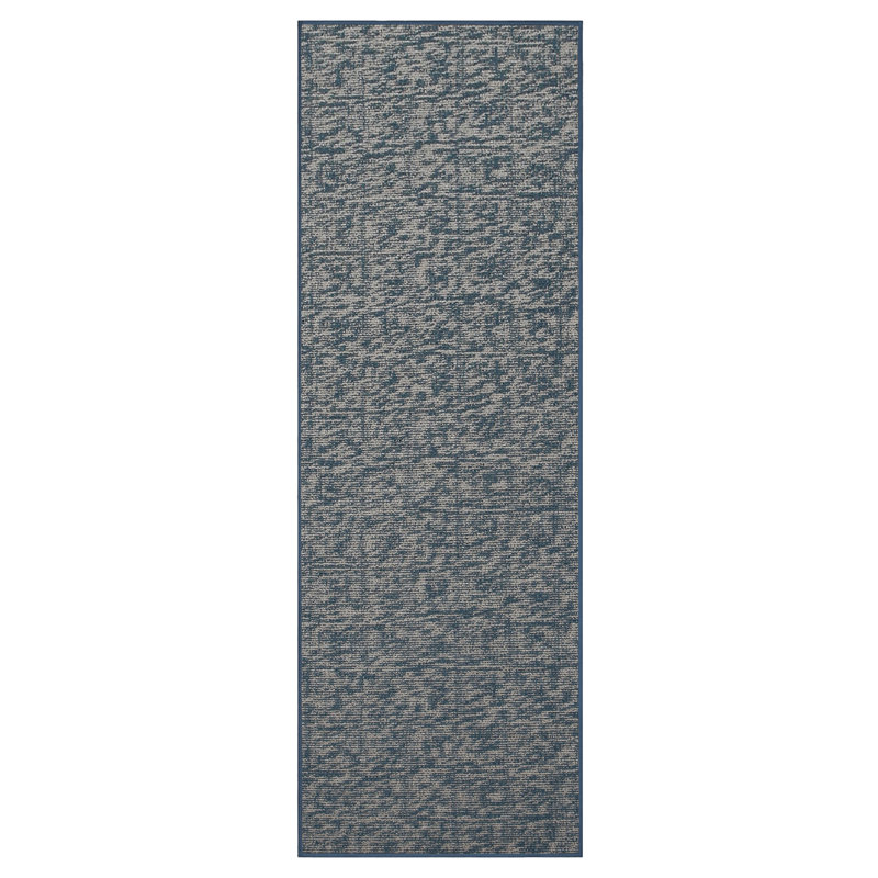 Elemental Accent Rug - Blue Distressed Geometrical Print, Runner 2' x 16'