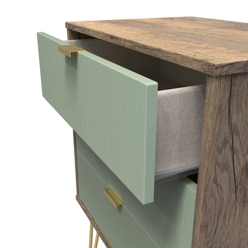 Beranda 3 Drawer Chest (Ready Assembled), Reed Green/Vinatge Oak
