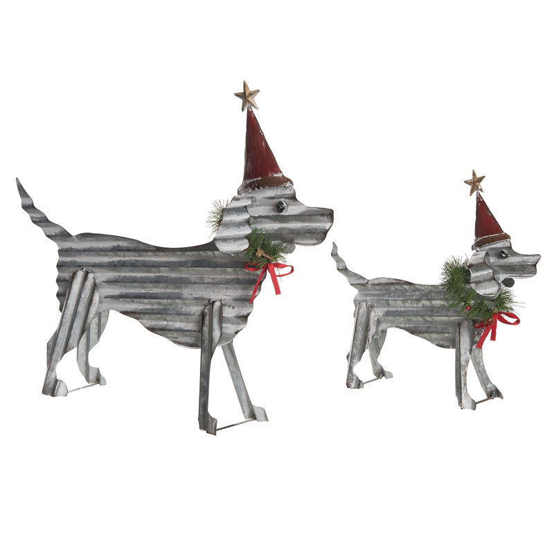  Ensemble de 2 chiens longs en métal 21,5 po
