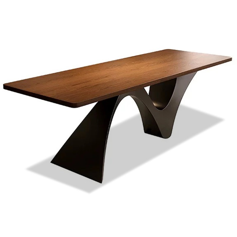 French mid-century style solid wood dining table, 29.53" H x 70.87" W x 31.50" D