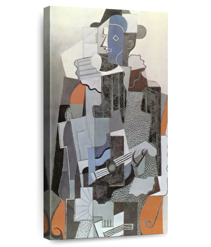 Harlequin jouant de la guitare, H 24 po x l 12 po
