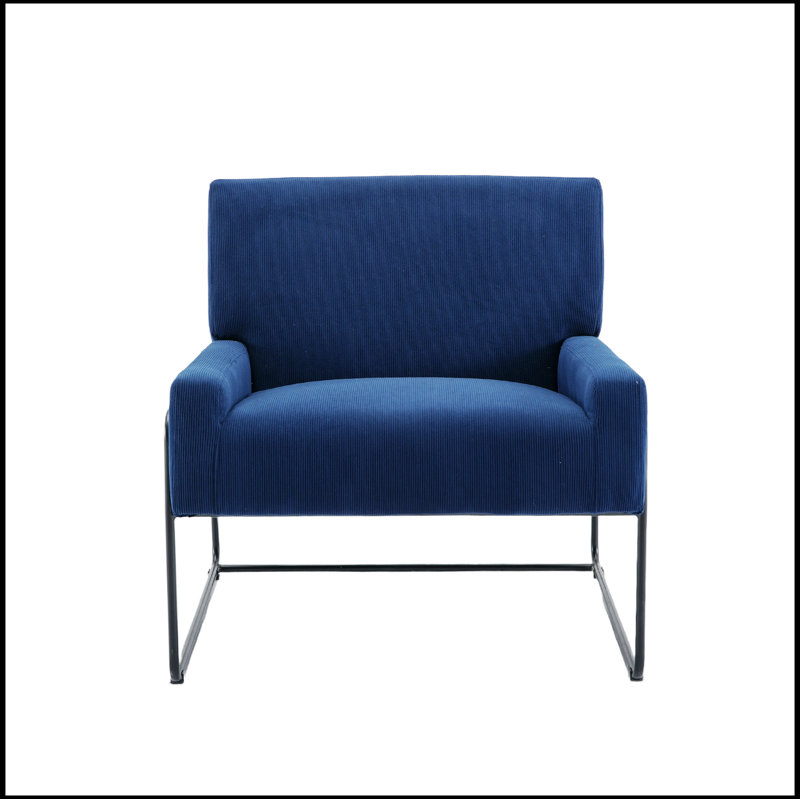 Lopardo Waiting Room Chair with Metal Frame, 100% Polyester Navy