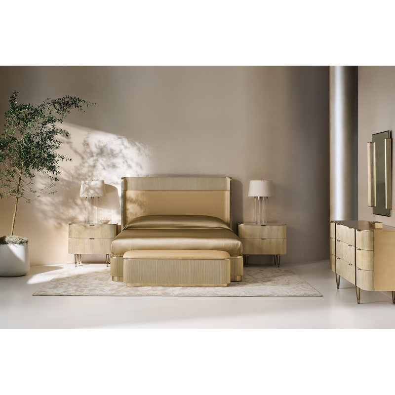 Caracole Classic Flat Beveled Wall Mirror, Beige