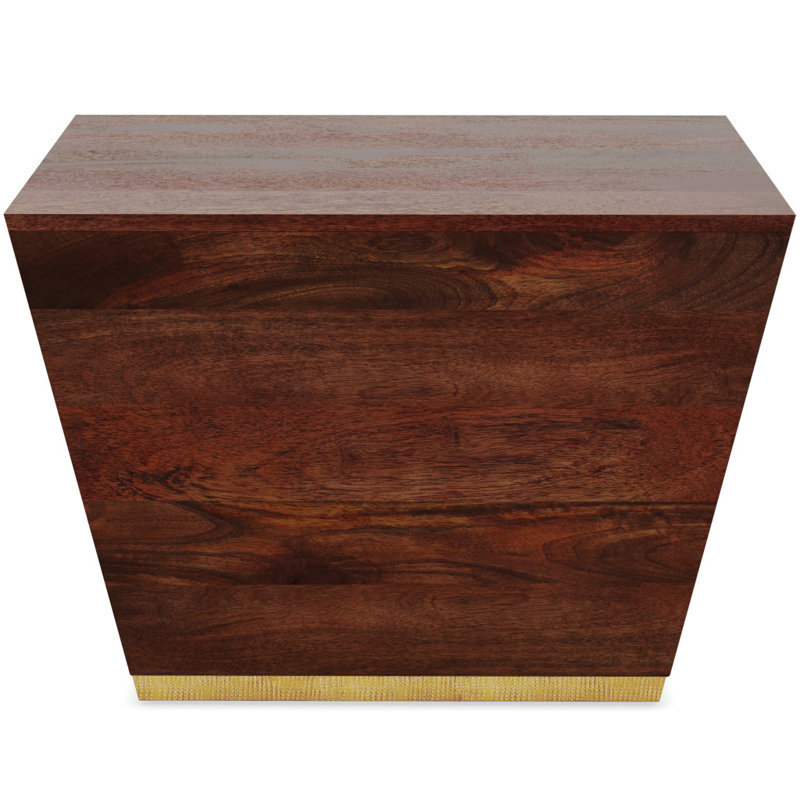 19" Brown Solid Wood Square End Table, Brown