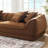 Spacious Sofas, Flannel Fabric Wood Frame, Modern Camel Couch for Home