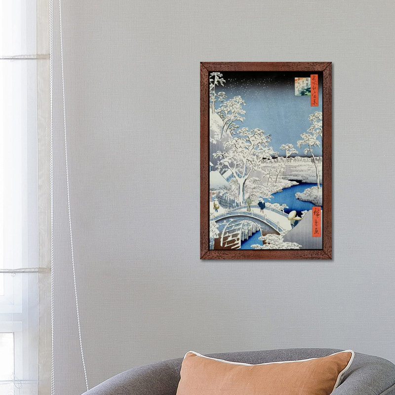 Winter Landscape by Japanese School - Floater Frame Painting on Canvas, 66.04 cm H x 45.72 cm W, Brown Framed