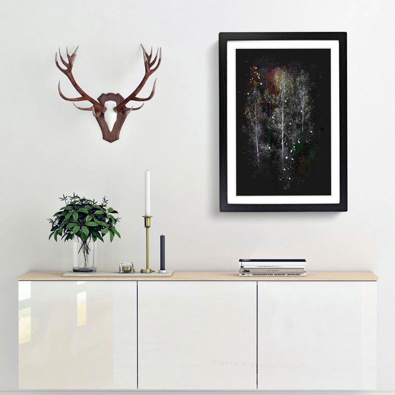 Autumn Trees in Switzerland - Framed Print, 45cm H x 33cm W x 2cm D, Black Framed