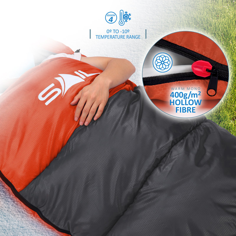 SAIL Sleeping Bag for 3-4 Season (400gsm), Orange