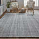 Rectangle Fleurette Handmade Flatweave Polyester Area Rug in Gray/Ivory