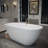 55" Acrylic Freestanding Bathtub, Oval Deep Soaking Bathtub With Center Pop-Up Drain & Integrated Overflow, Contemporary Stand Alone Bath Tub For Bathroom Spa Or Home Upgrade, Glossy White