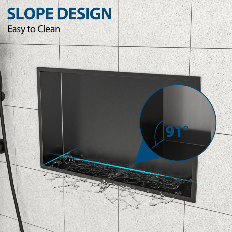 Niche de douche en acier inoxydable 21 po x 13 po, noir bronze, Bronze industriel-noir