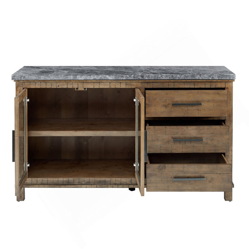 Grayson - Gray Marble Server - Light Brown
