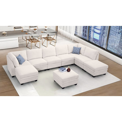 Canapé modulaire en velours côtelé 9 pièces