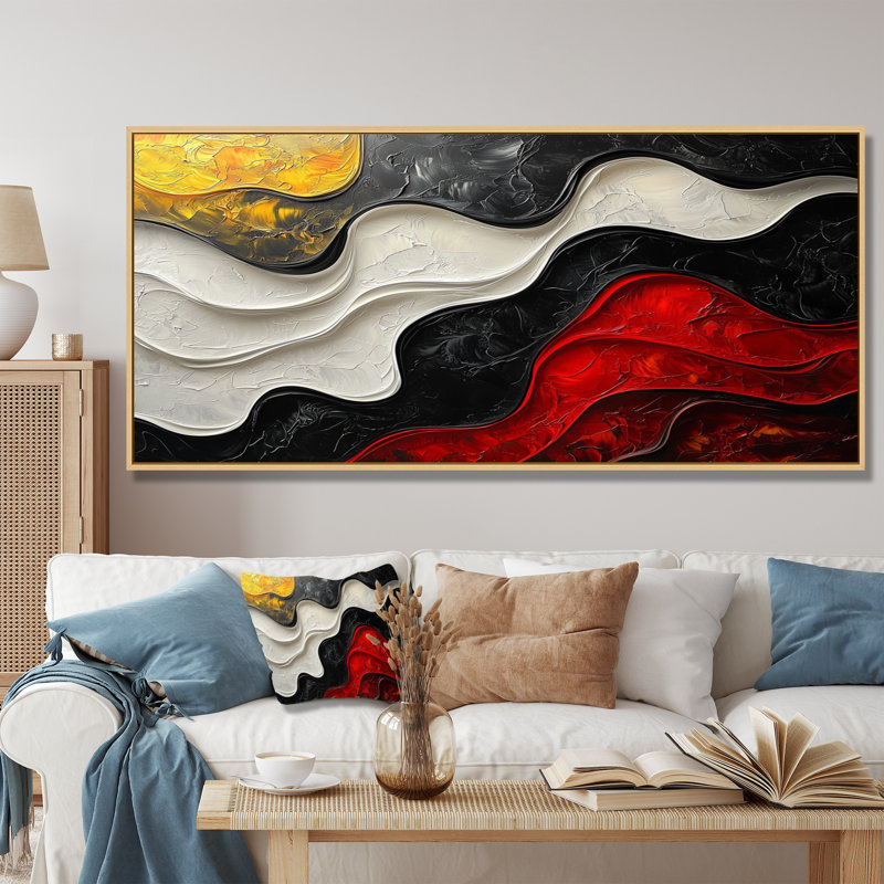 Westrick - Abstract Canvas Art Print, Brun, H 28 po x l 60 po, Floater Framed