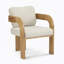 Ensemble de 2 chaises de salle à manger avec dossier coussiné, tissu beige, structure en bois massif de couleur naturelle-717669204-717669202