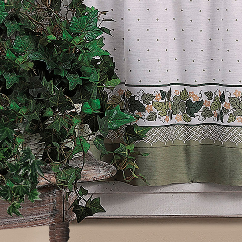 White Cotton Polyester Lace Kitchen Curtain Set