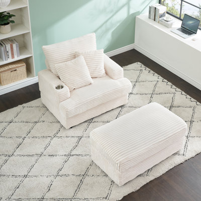 Ensemble de fauteuils avec repose-pieds et repose-pieds de 39 pouces - canapé simple confortable