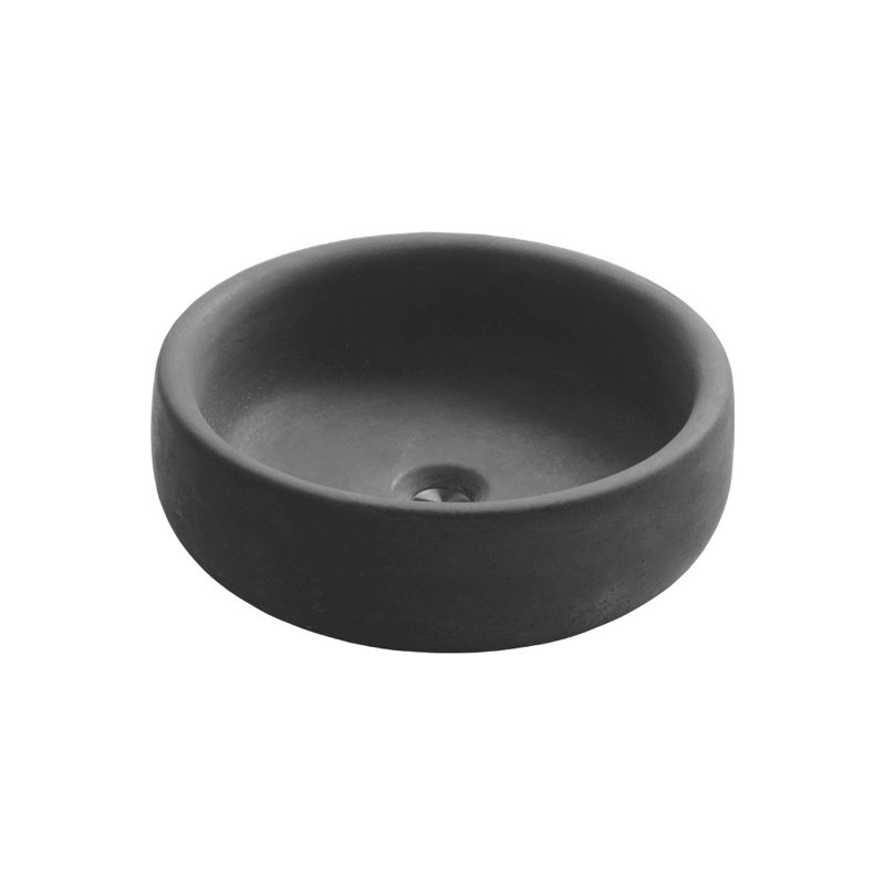 Newterra Handmade Circular Vessel Bathroom Sink, Charcoal