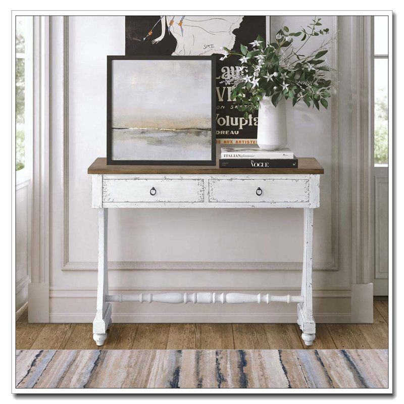 Antique White 2-drawer Console Table