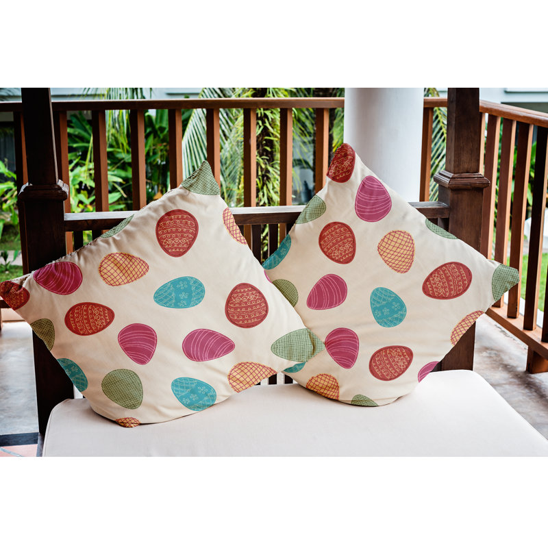 Housse et insert de coussin carré extérieur Egg Hunt, Blanc, 18 po x 18 po