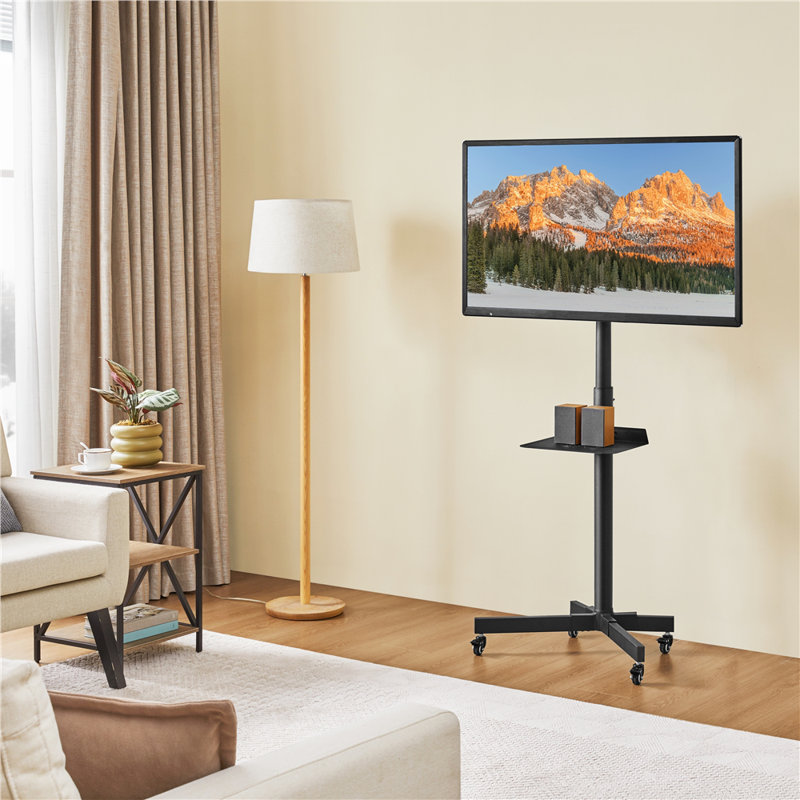 Rolling TV Stand Adjustable TV Trolley with Bracket and Tray for 23in-60in Plasma LCD LED Screen