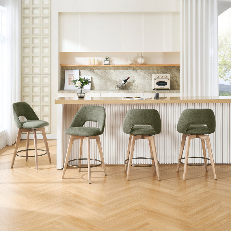 Tabouret de comptoir pivotant de style Mid-Century 26 po Wylee, Vert