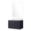 Meuble-lavabo bleu 30 po L 22 po x P - Comptoir en marbre de culture, miroir 28 po, fermeture en douceur, armoire en bois massif simple incluse
