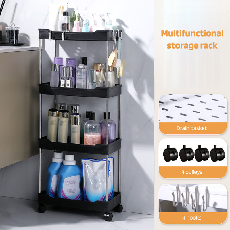 Utility Rolling Storage Cart Trolley with Lockable Wheels Large Capacity Multiple Layers Design