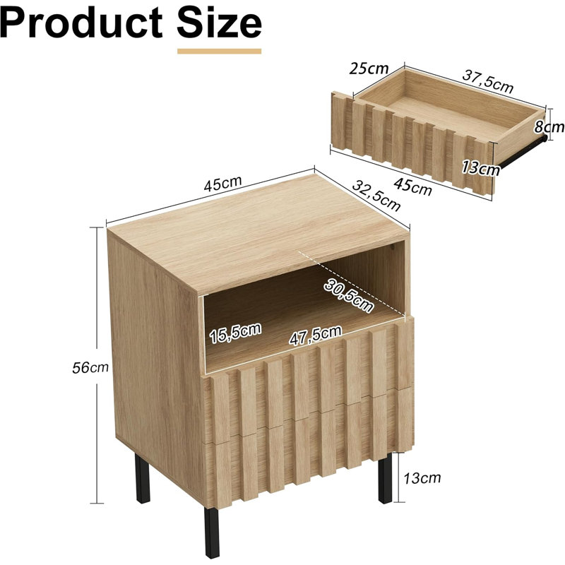 40 W Bedside Table, Cashmere