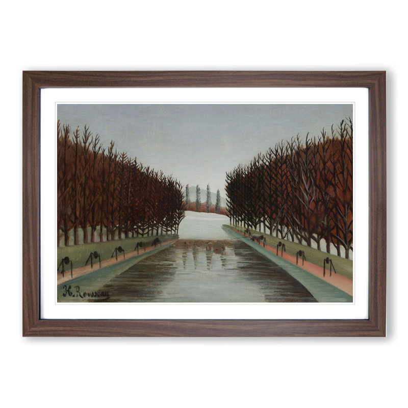 The Canal by Henri Rousseau - Picture Frame Painting, 36cm H x 48cm W x 2cm D, Walnut Framed