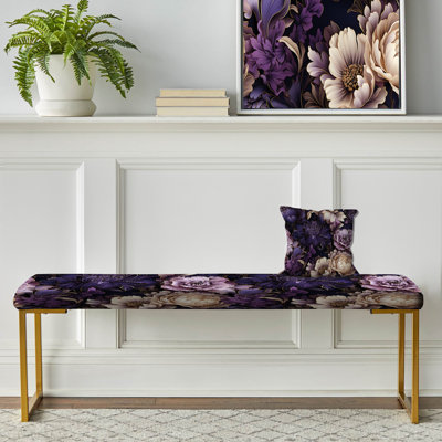 Floral Upholstered Gold Bench