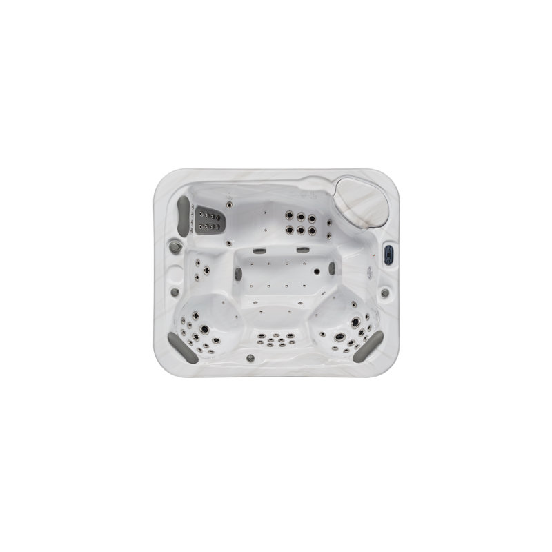 Danika 5-Person Gray Acrylic Rectangle Hot Tub with Jets and LED Lighting