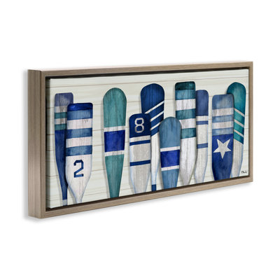 «Port Oars», art nautique encadré sur toile flottante à motifs bleus marrons par Paul Brent