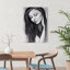 Realistic Woman Portrait - Figurative Gray Canvas Home Decor