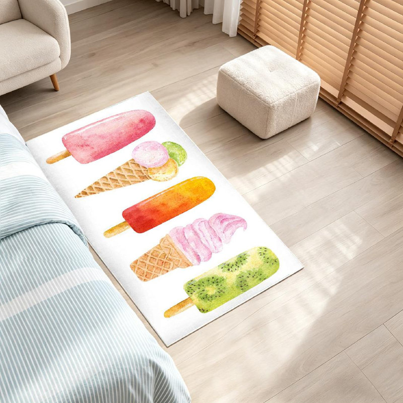 Tapis crème glacé transparent lavable à la machine à l'aquarelle, Rectangle 32 po x 47 po