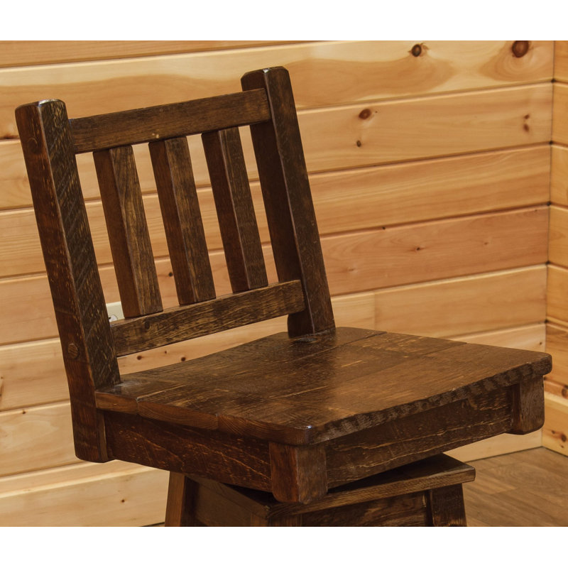 Tabouret de bar et de comptoir pivotant en bois massif Minehead, Tabouret de bar (assise de 30 po de hauteur)