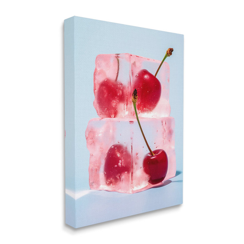 «Cherry Ice Cubes», art mural sur toile par RB, H 30 po x l 24 po