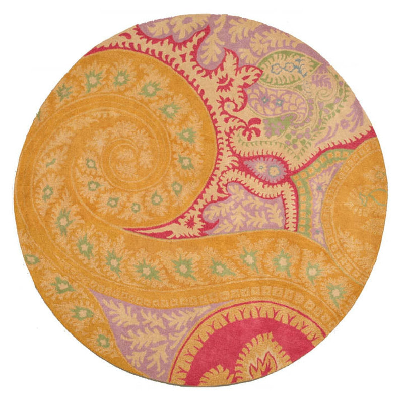Opulent Nina Black Hand Tufted Wool Orange Transitional Floral Area Rug, Round 7'9"