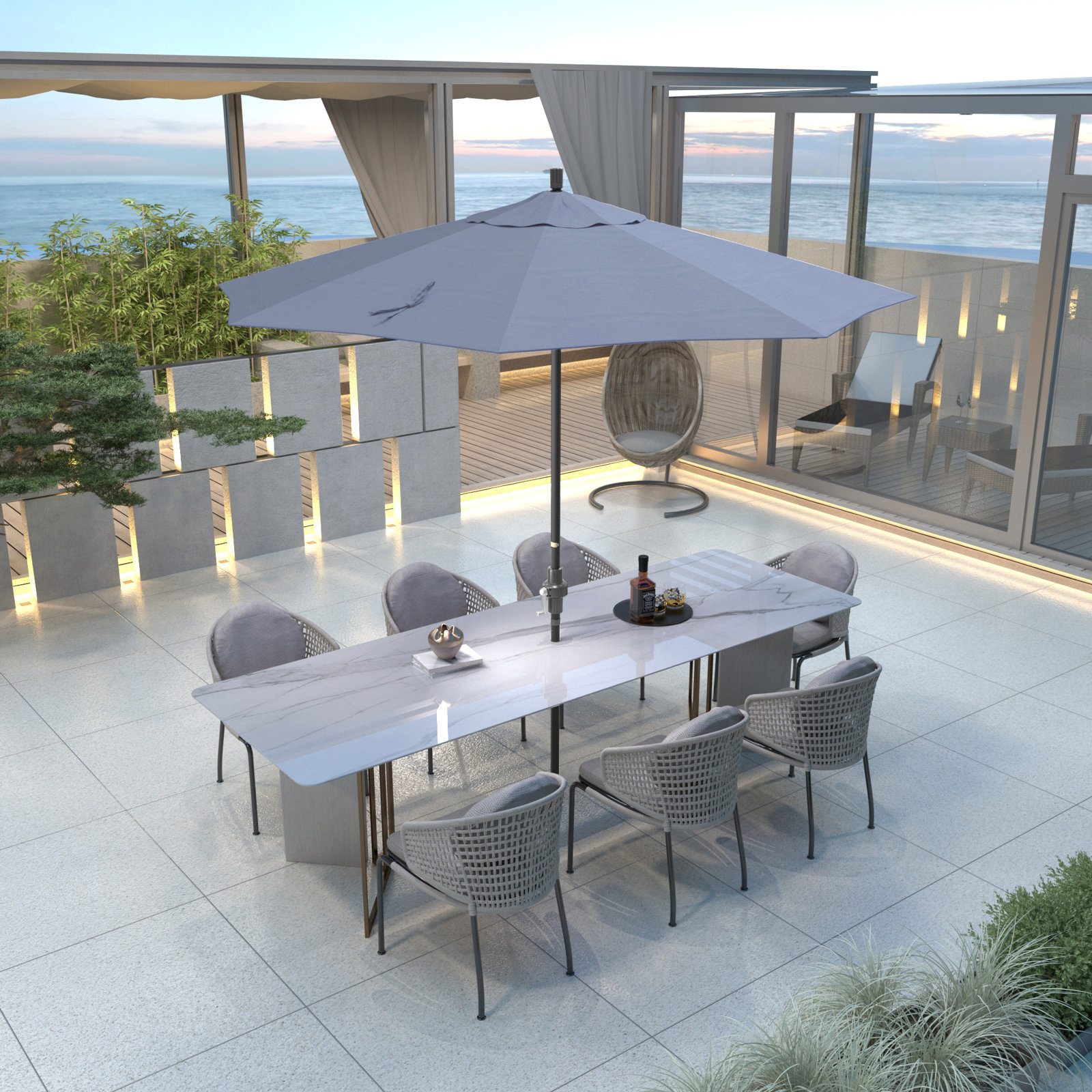 108'' Sunbrella® Outdoor Umbrella, Canvas Air Blue Sunbrella® Canvas
