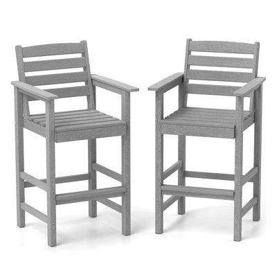 Patio Adirondack Bar Chairs Set Of 2 With Wide Armrests & Footrest Backrest by Red Barrel Studio